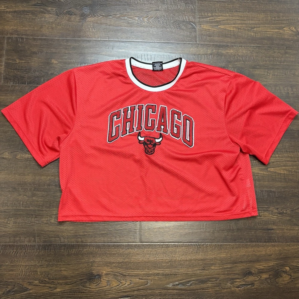 Ultra Game Women's Chicago Bulls NBA Jersey Crop Top Embroidered Sz XL RED